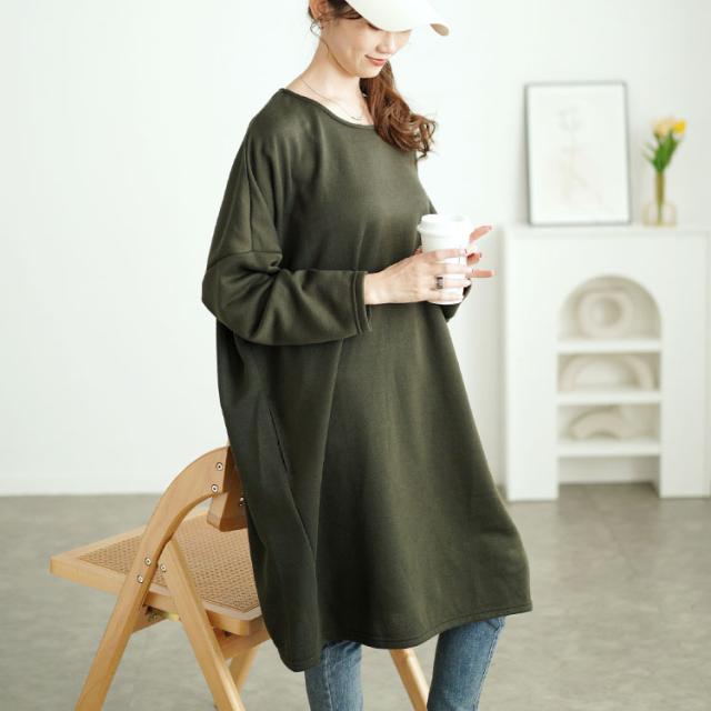 内側チェック切り替えドルマンワンピース