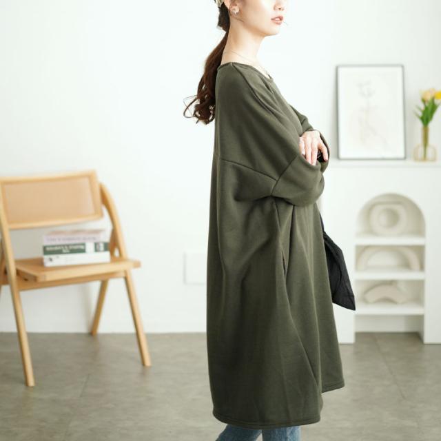 内側チェック切り替えドルマンワンピース