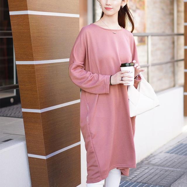 内側チェック切り替えドルマンワンピース