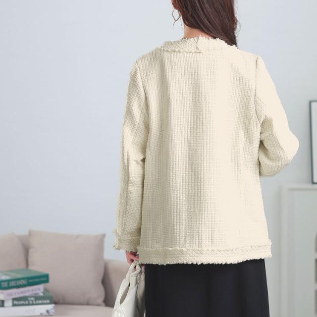 ノーカラーツイードジャケット