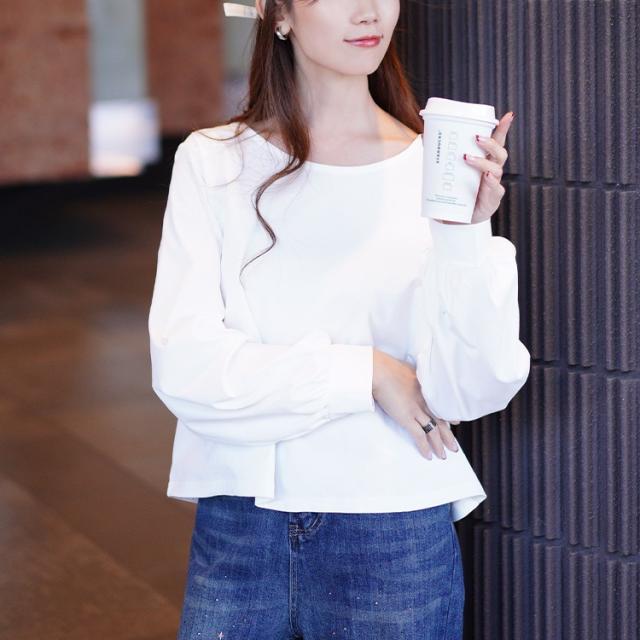 ボリュームスリーブクロップドプルオーバー