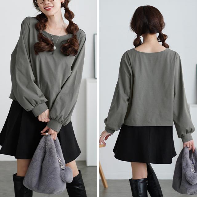 ボリュームスリーブクロップドプルオーバー