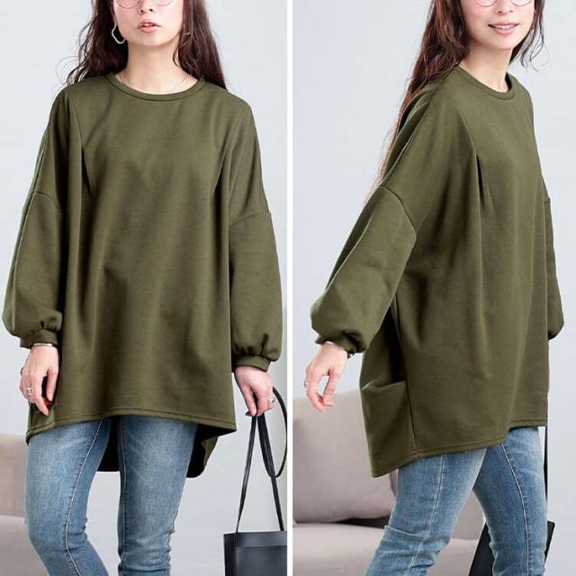 タック入りテールカットコクーンチュニック