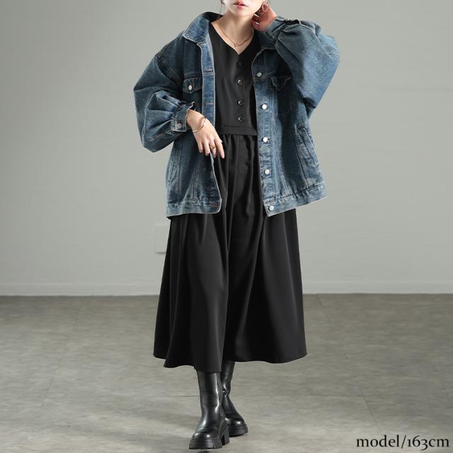 サイドリボンベストドッキングワンピース