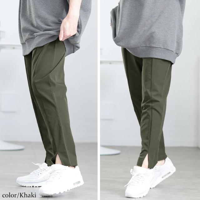 センタースリットストレッチテーパードパンツ