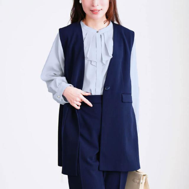 タックラッフルストレッチブラウス