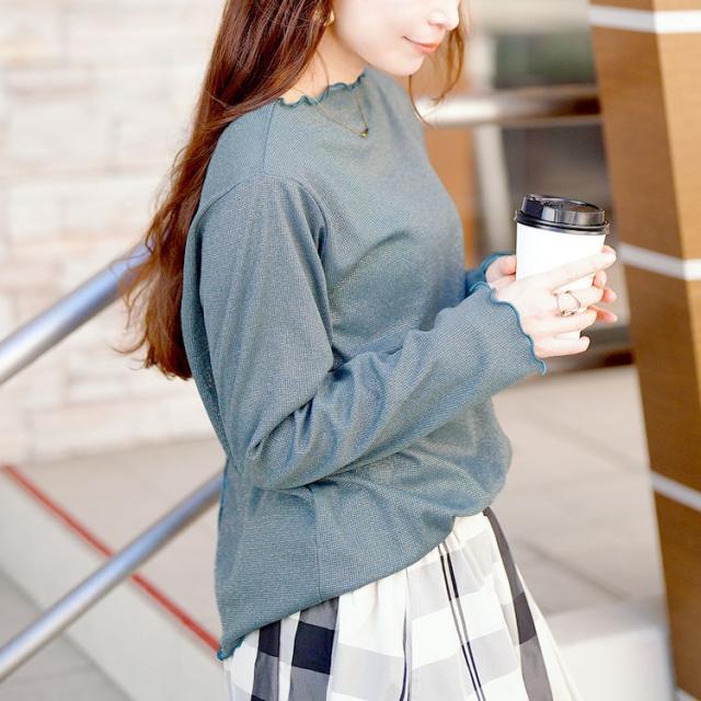 前後2wayラメシアーメロートップス