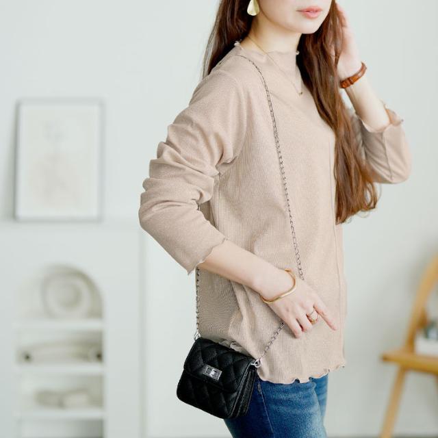 前後2wayラメシアーメロートップス