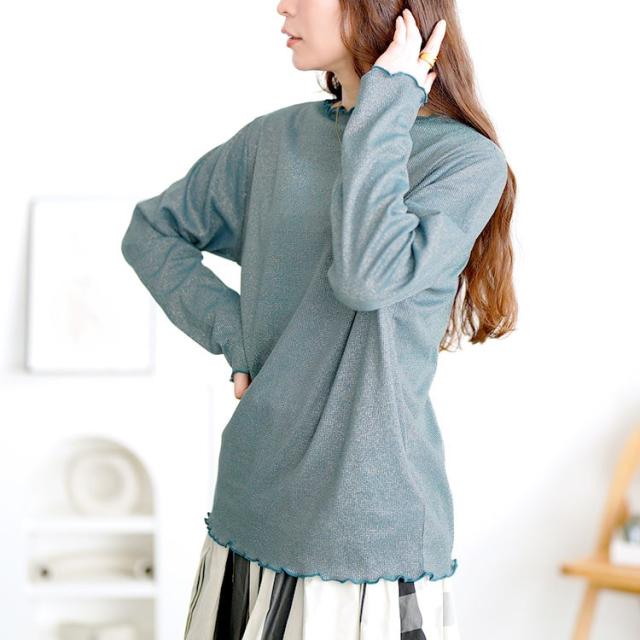 前後2wayラメシアーメロートップス