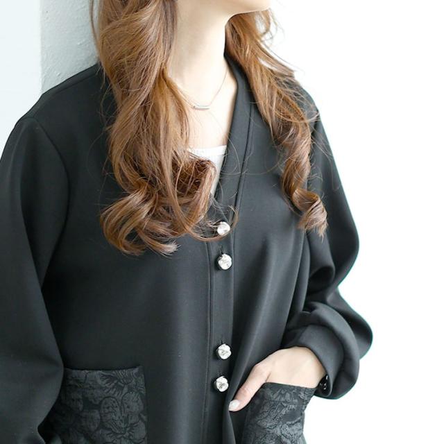 花柄ポケットVネックカーディガン