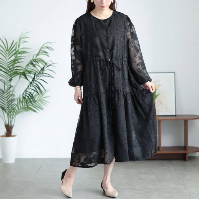 花柄ジャガードティアードワンピース