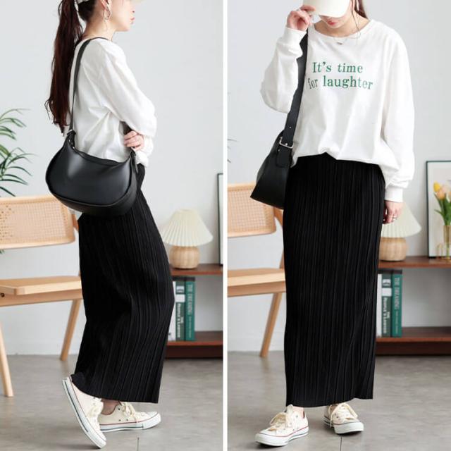 ランダムプリーツナロースカート