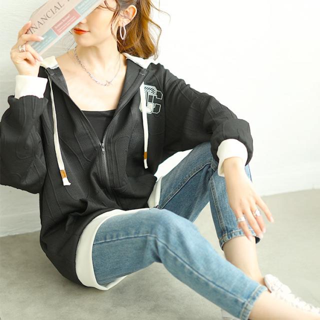 バックロゴジップアップパーカー