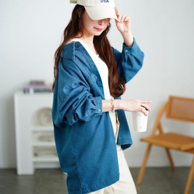 ビッグポケットオーバーサイズデニムシャツ