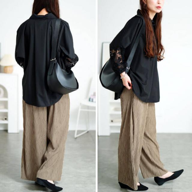 ウェーブプリーツワイドパンツ