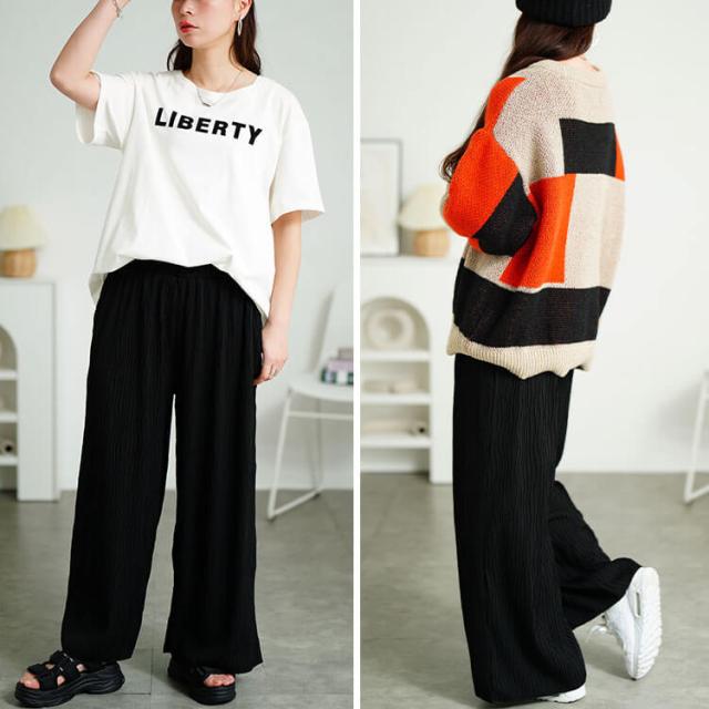 ウェーブプリーツワイドパンツ