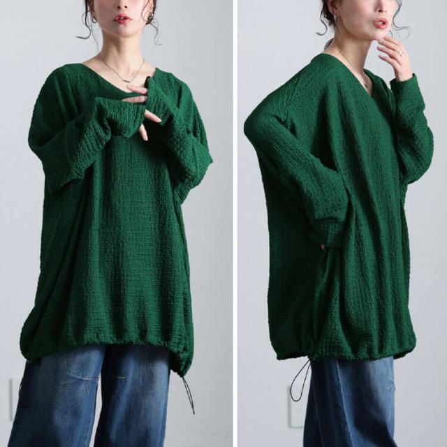 裾ドロストポコポコドルマンチュニック