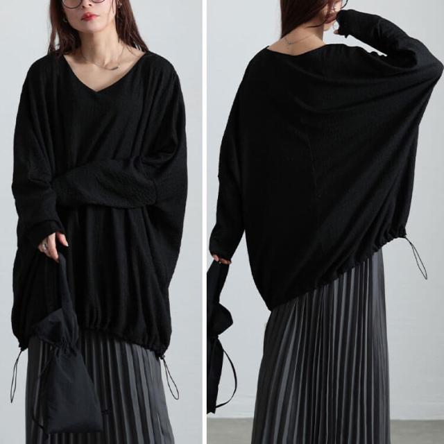 裾ドロストポコポコドルマンチュニック