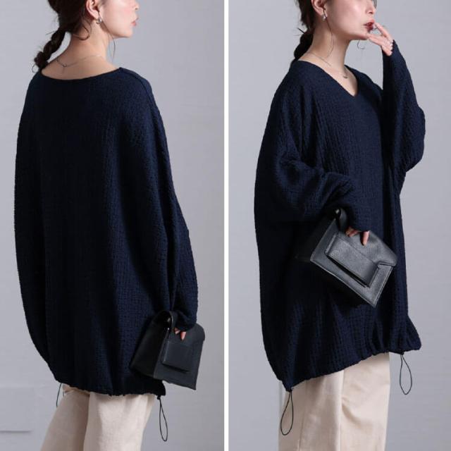 裾ドロストポコポコドルマンチュニック