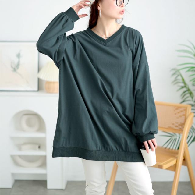 Vネックドルマンチュニック
