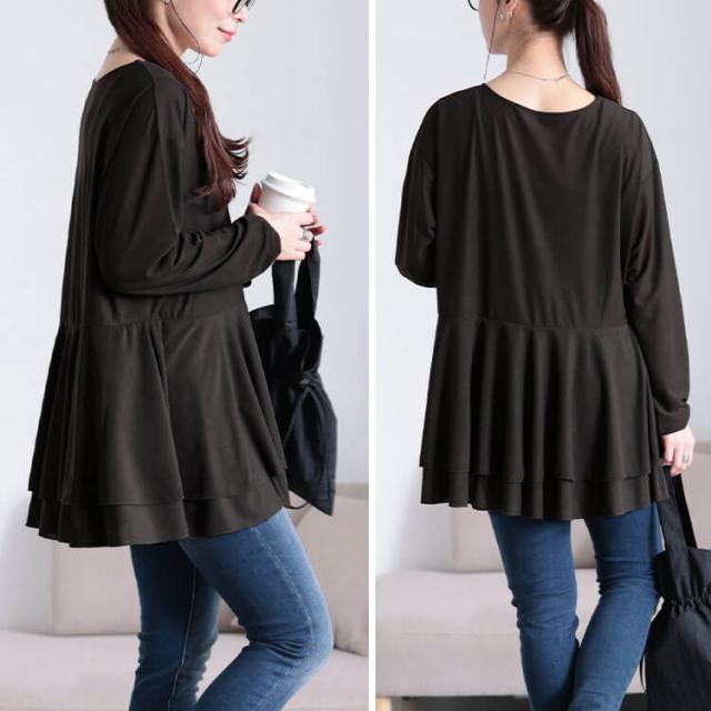 ストレッチカットシフォンペプラムチュニック