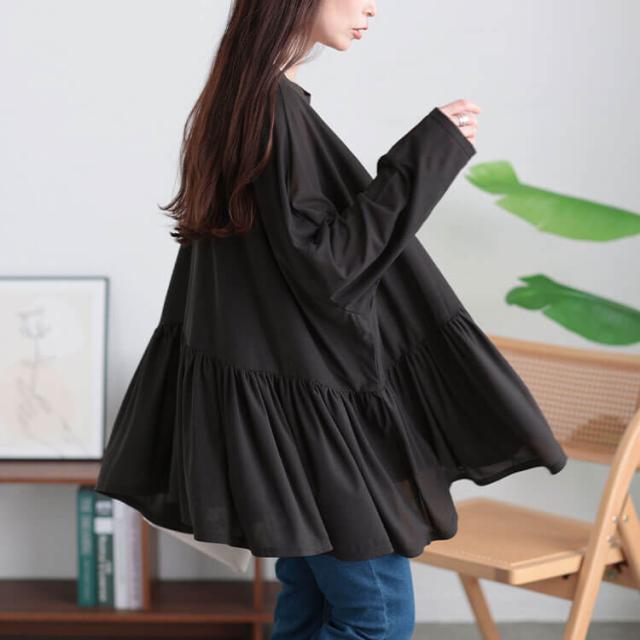 ストレッチカットシフォンペプラムチュニック