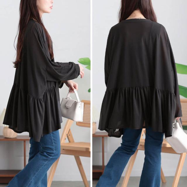 ストレッチカットシフォンペプラムチュニック