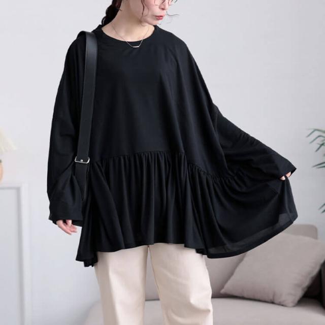 ストレッチカットシフォンペプラムチュニック