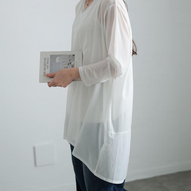 ストレッチカットシフォンコクーンチュニック