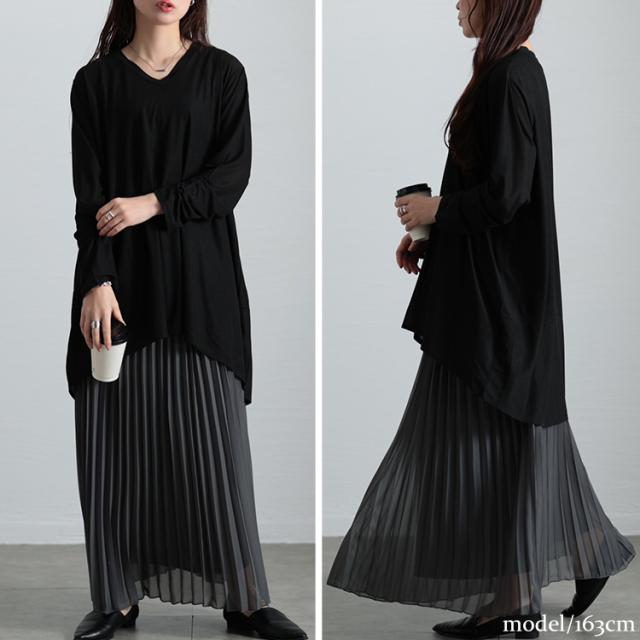 ストレッチカットシフォンコクーンチュニック