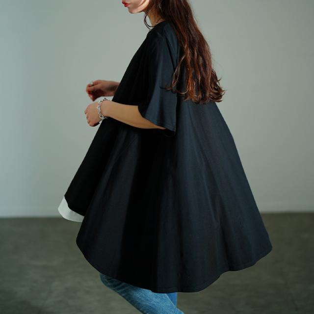 裾フェイクレイヤードチュニック