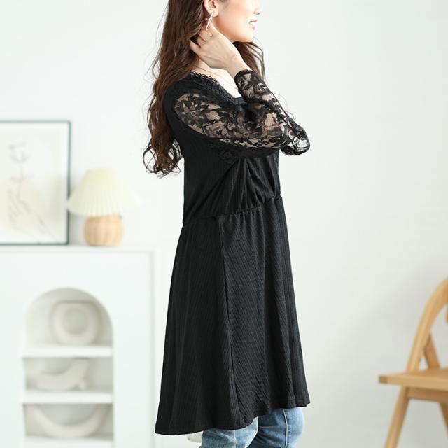 レースベルスリーブカシュクールチュニック