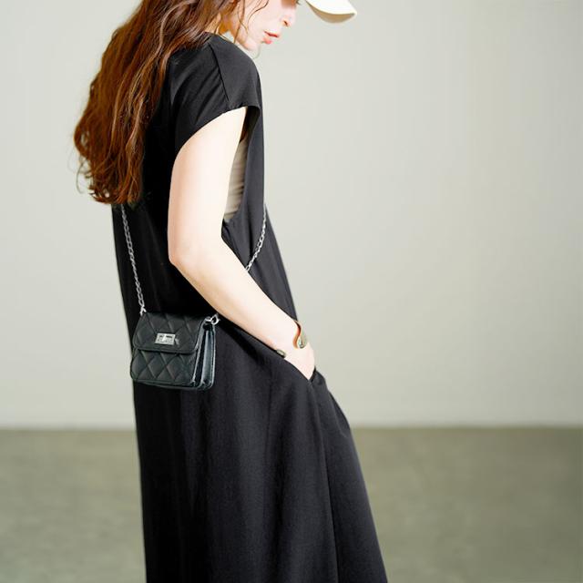 軽量ノースリーブマキシワンピース