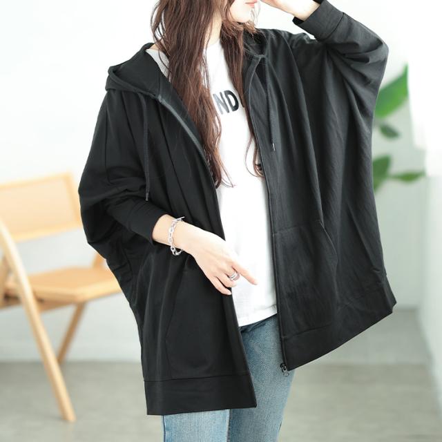 UVカット&接触冷感ストレッチ鹿の子ドルマンZIPパーカー