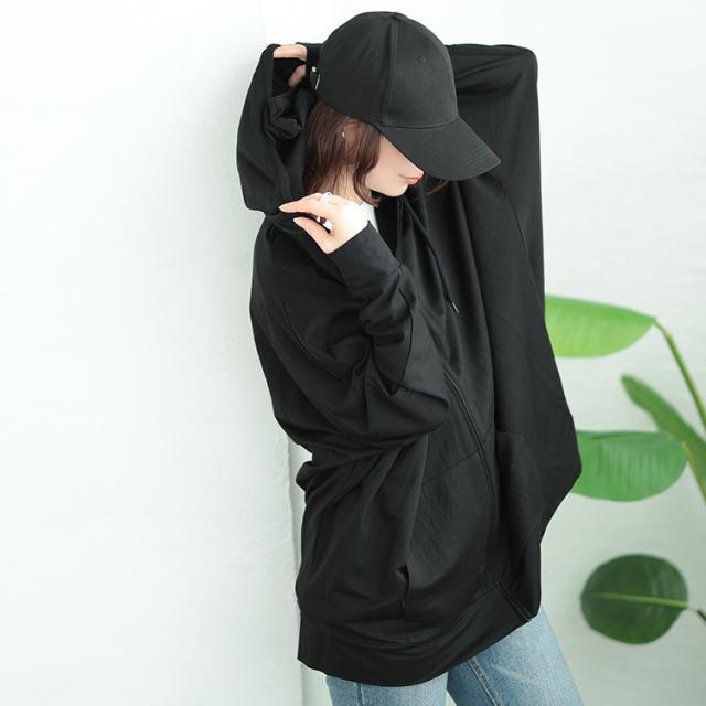 UVカット&接触冷感ストレッチ鹿の子ドルマンZIPパーカー