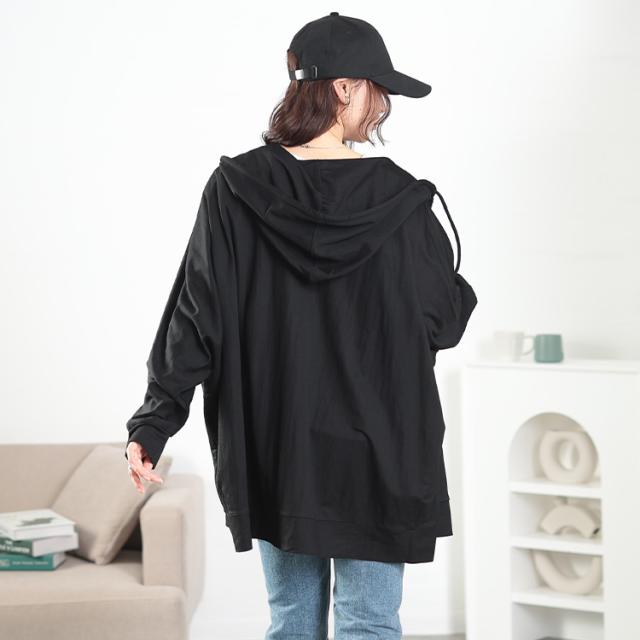UVカット&接触冷感ストレッチ鹿の子ドルマンZIPパーカー