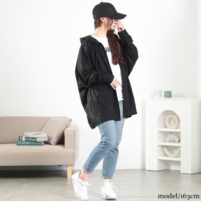 UVカット&接触冷感ストレッチ鹿の子ドルマンZIPパーカー