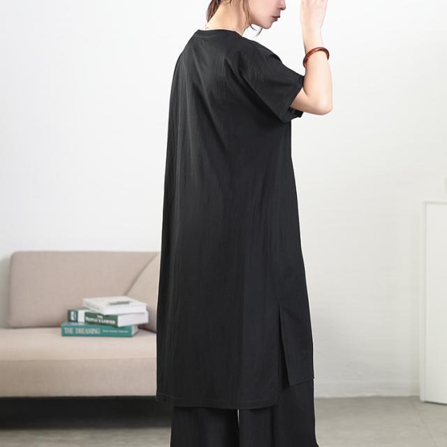 UVカット＆接触冷感ストレッチ鹿の子サイドスリットワンピース