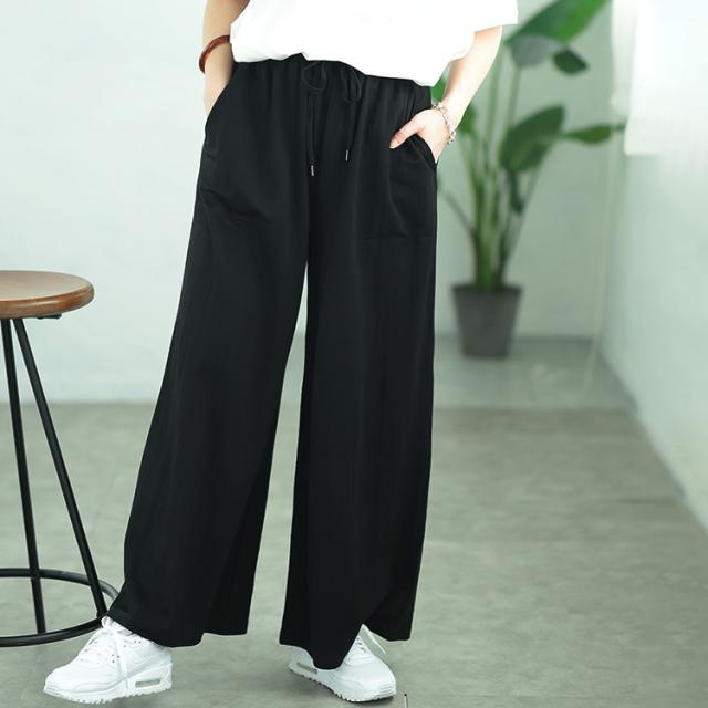 UVカット＆接触冷感ストレッチ鹿の子ワイドフレアパンツ