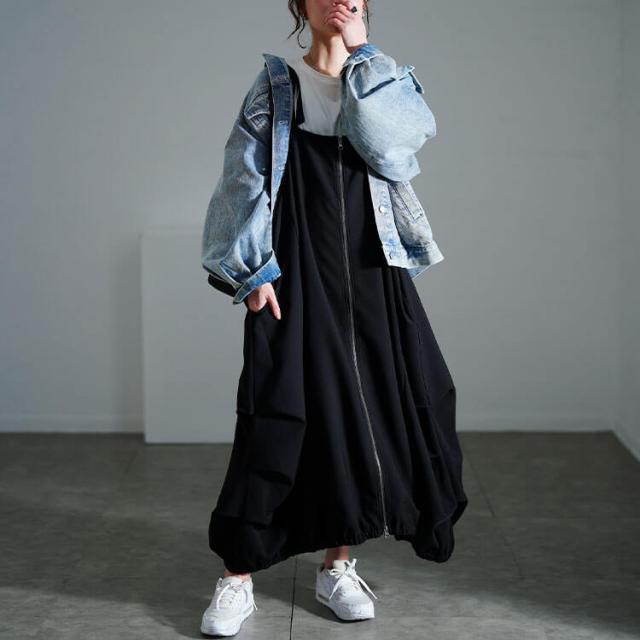 フロントZIPバルーンジャンパースカート