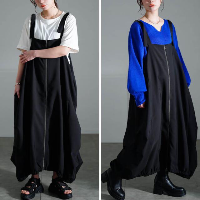 フロントZIPバルーンジャンパースカート