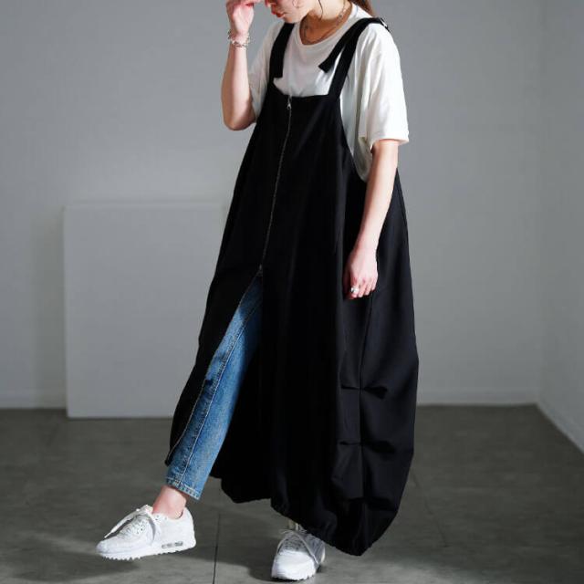 フロントZIPバルーンジャンパースカート