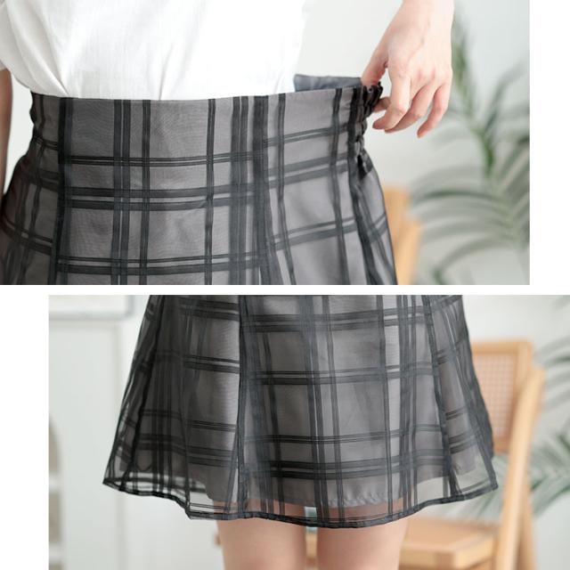インパン裏地付きシアーチェックミニスカート