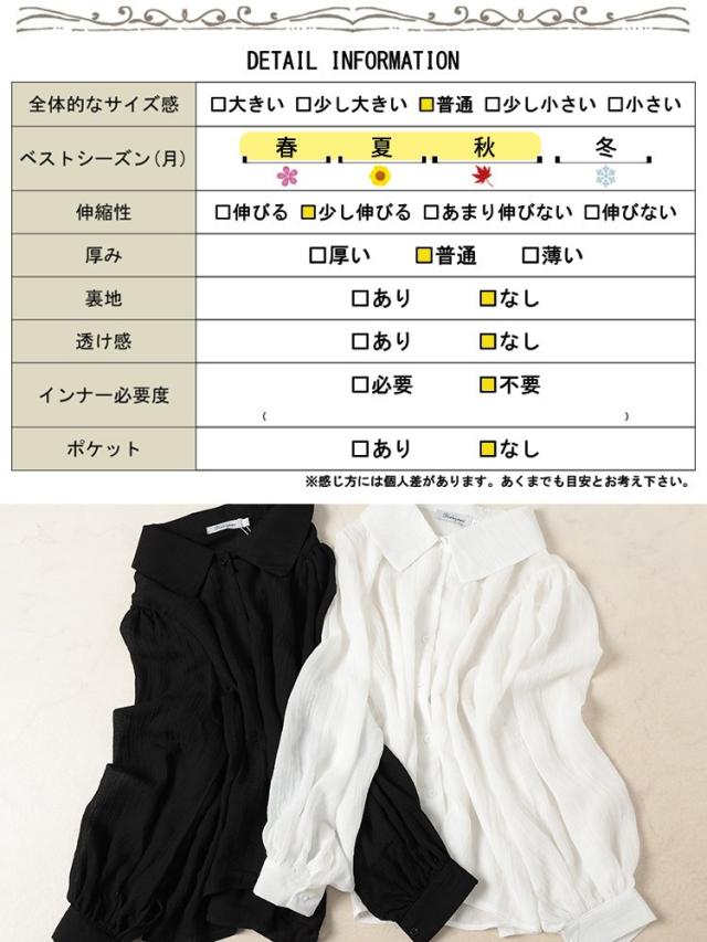 ボリュームスリーブシワ加工シアーシャツ