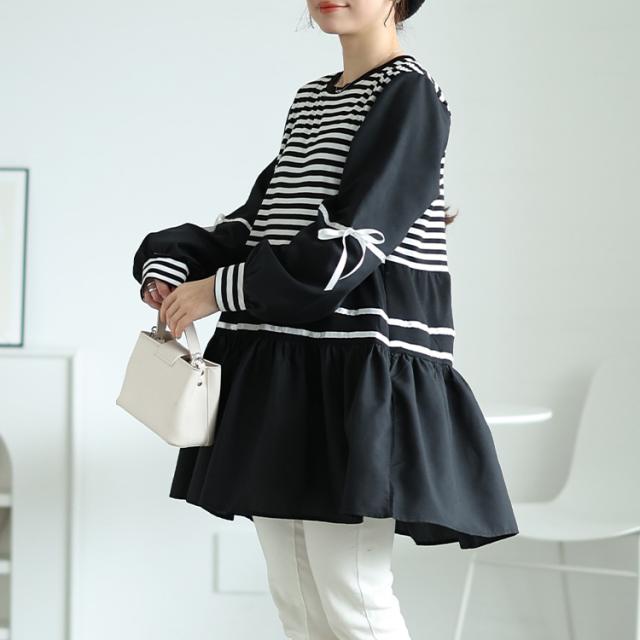 ボーダーペプラムドッキングチュニック