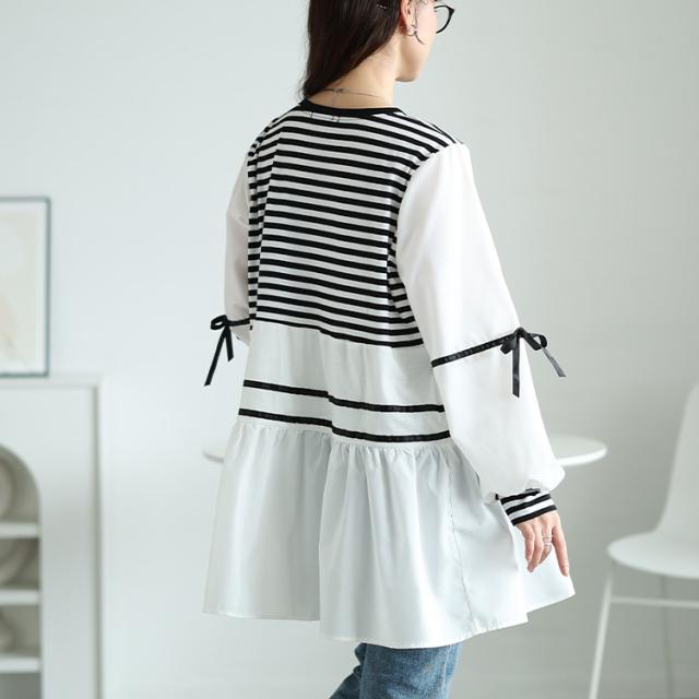 ボーダーペプラムドッキングチュニック
