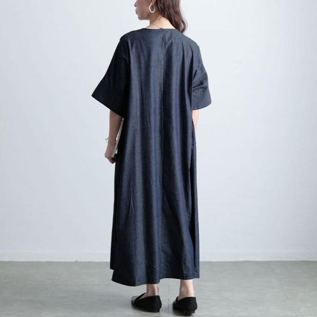 コットンシャンブレータックワンピース