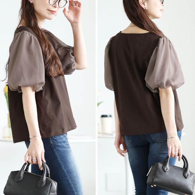 シフォンバルーンスリーブプルオーバー