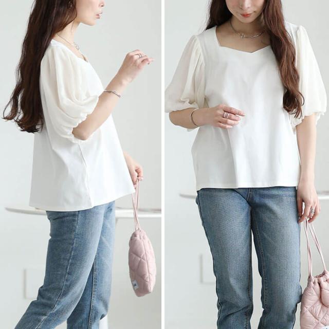 シフォンバルーンスリーブプルオーバー