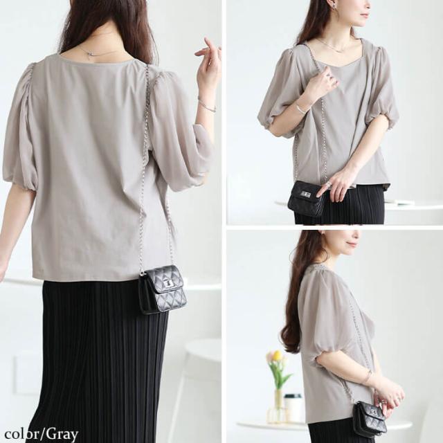 シフォンバルーンスリーブプルオーバー